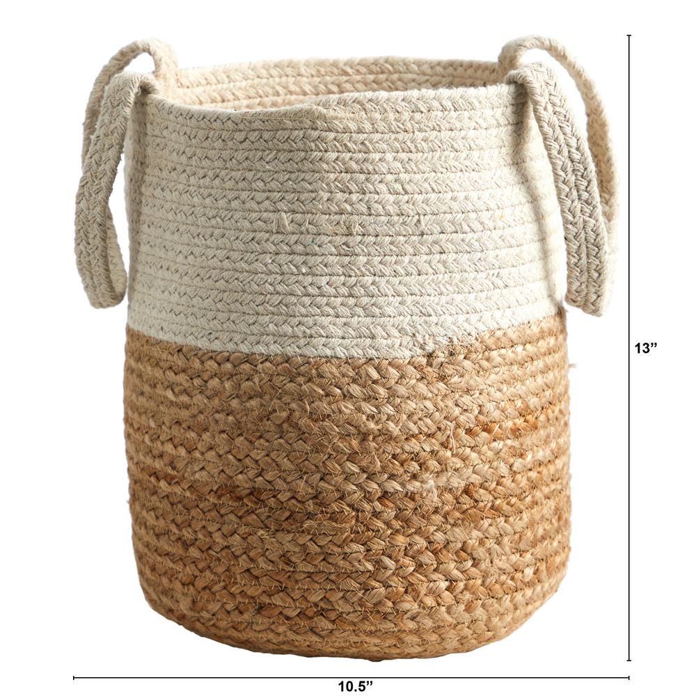 12.5in. Handmade Natural Jute and Cotton Basket Planter. Picture 4