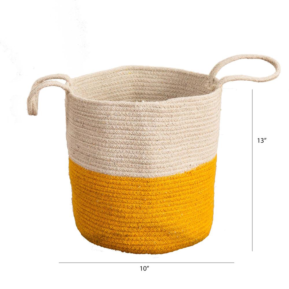 12in. Handmade Natural Cotton Woven Basket Planter. Picture 2