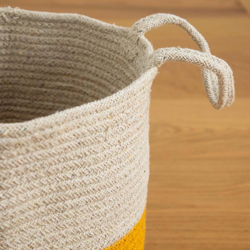12in. Handmade Natural Cotton Woven Basket Planter. Picture 3