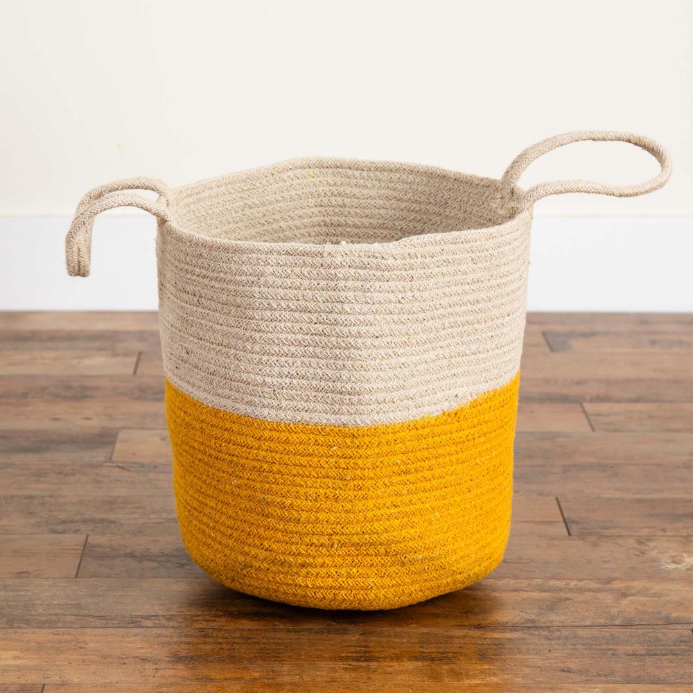 12in. Handmade Natural Cotton Woven Basket Planter. Picture 4