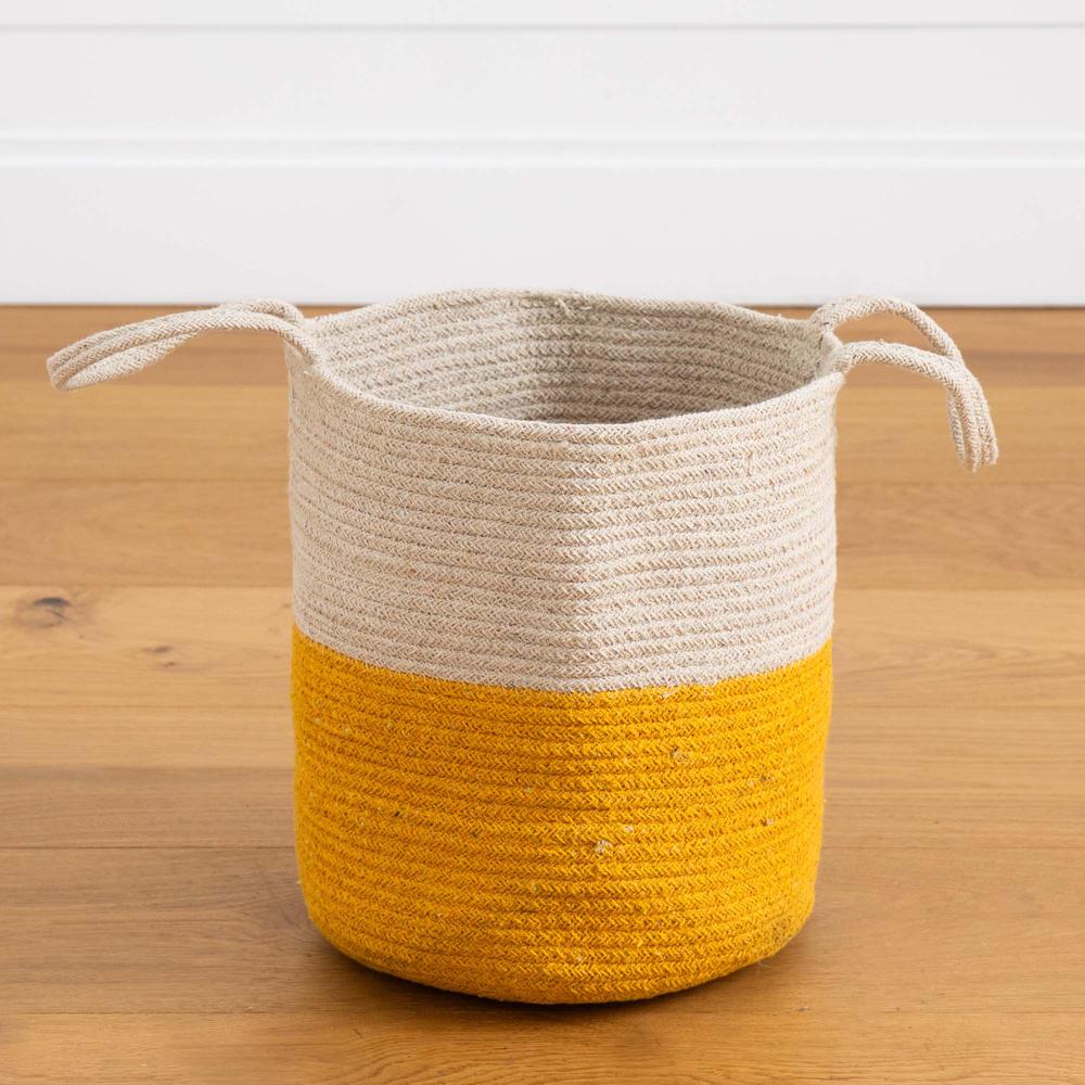 12in. Handmade Natural Cotton Woven Basket Planter. Picture 5