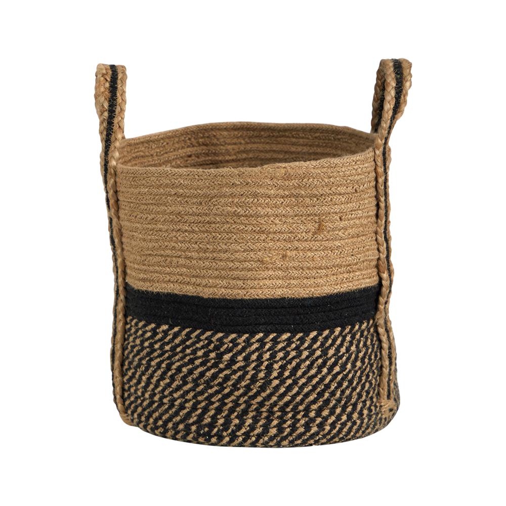 13in. Boho Chic Basket Natural Jute Basket Planter. Picture 1