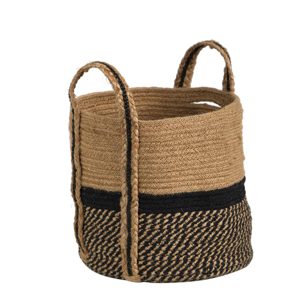13in. Boho Chic Basket Natural Jute Basket Planter. Picture 3