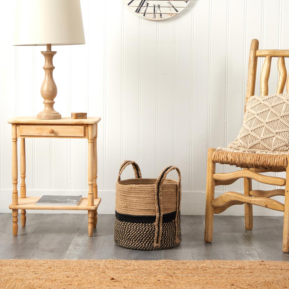 13in. Boho Chic Basket Natural Jute Basket Planter. Picture 8