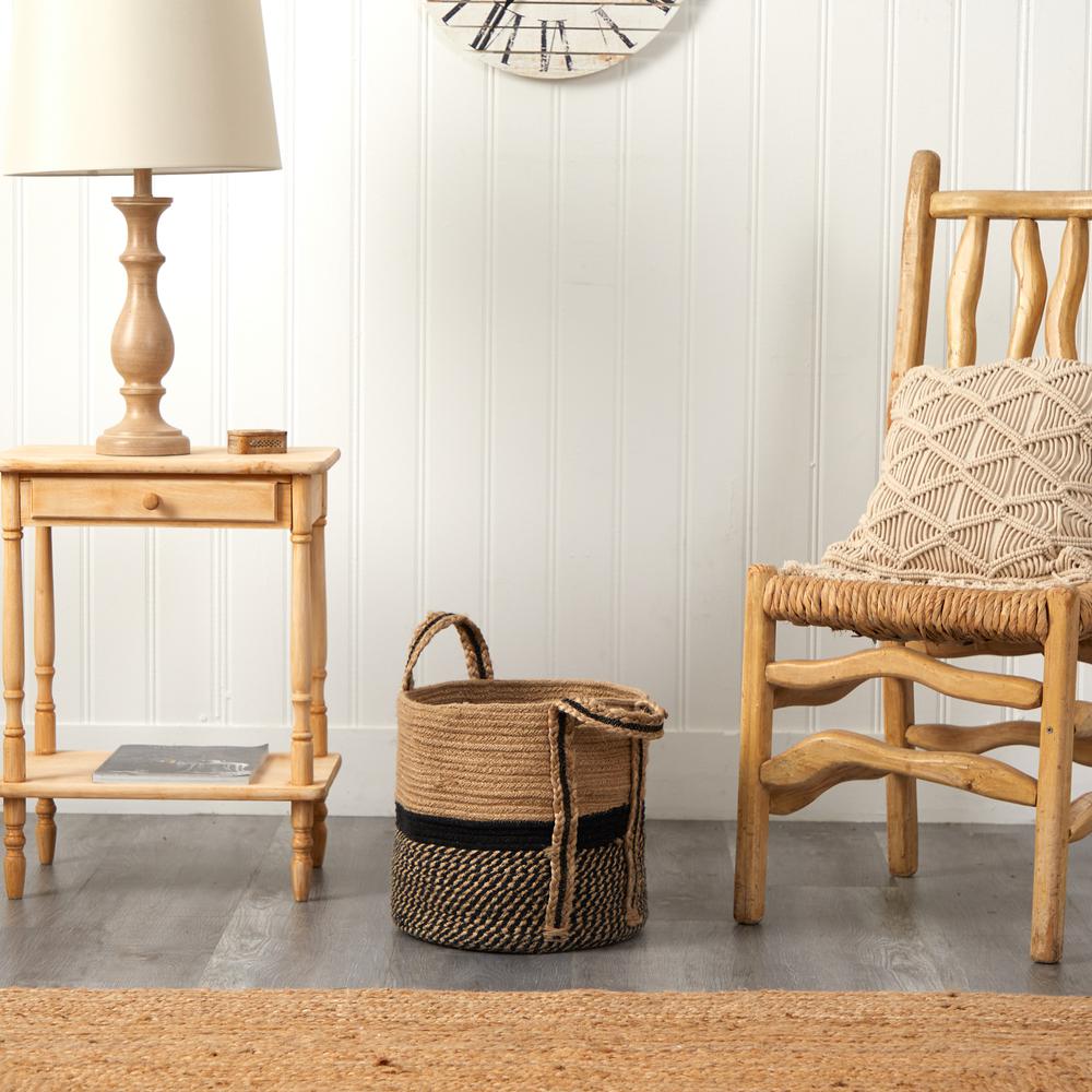 13in. Boho Chic Basket Natural Jute Basket Planter. Picture 9