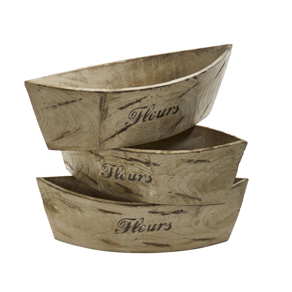 White Washed Wood Planter (Set of 3). Picture 1