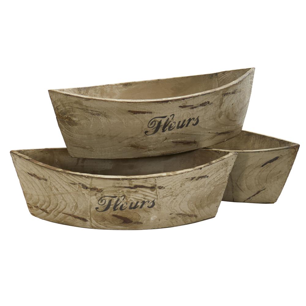 White Washed Wood Planter (Set of 3). Picture 2