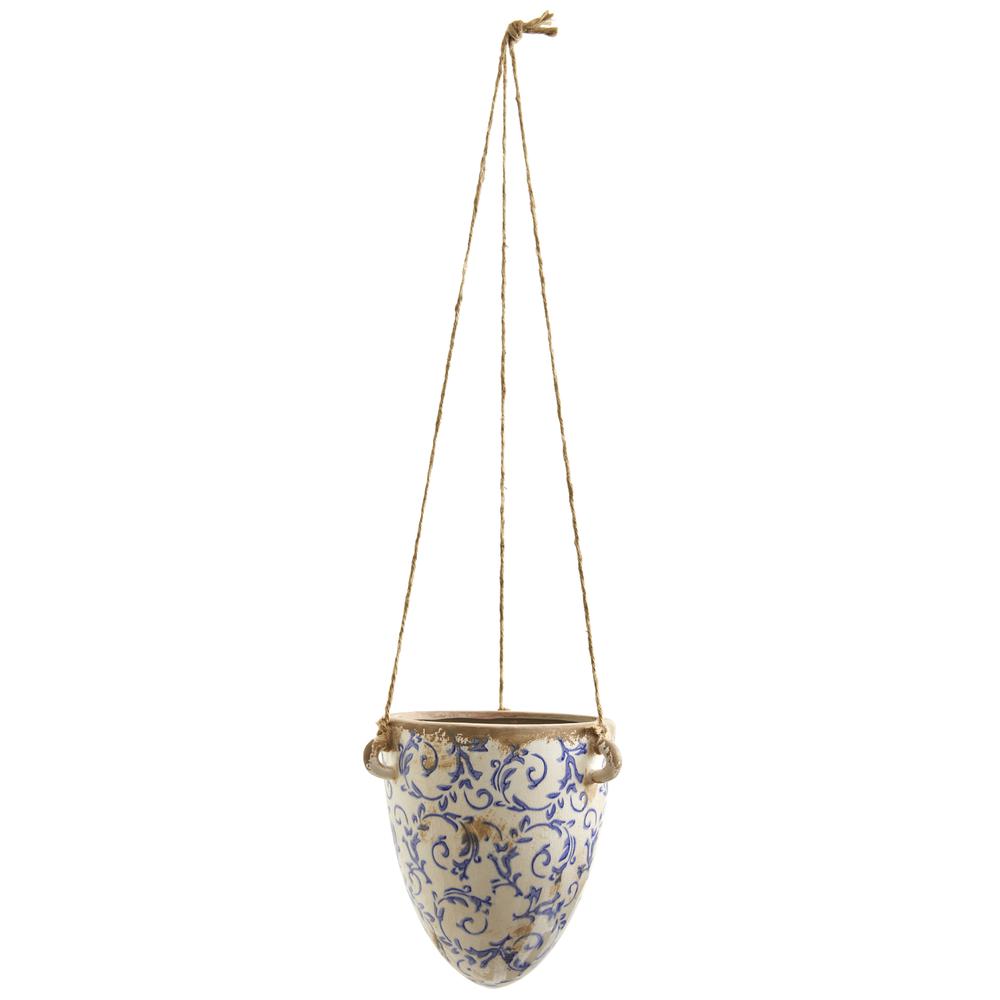 2ft. Tuscan Hanging Ceramic Scroll Planter. Picture 1