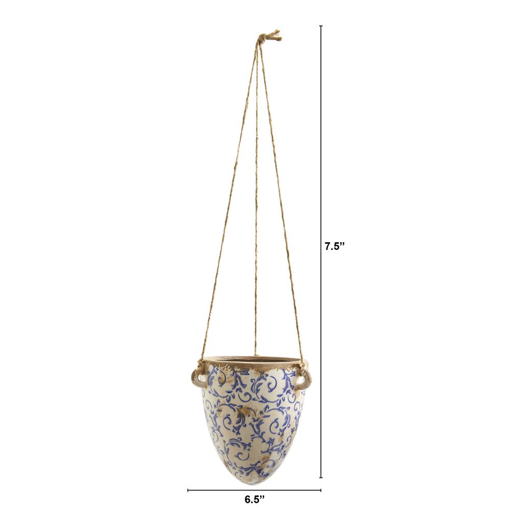 2ft. Tuscan Hanging Ceramic Scroll Planter. Picture 2
