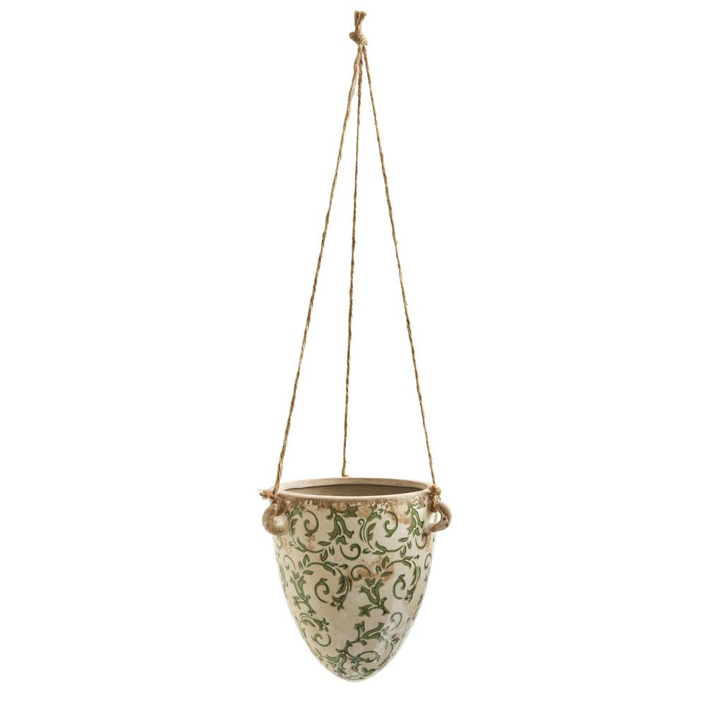 2ft. Tuscan Hanging Ceramic Scroll Planter. Picture 1