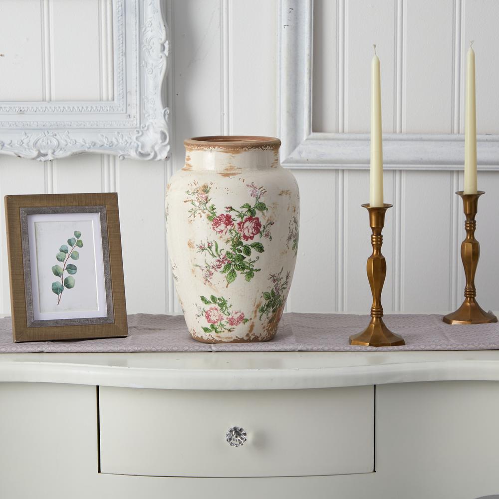 12.5in. Tuscan Ceramic Floral Print Vase. Picture 3