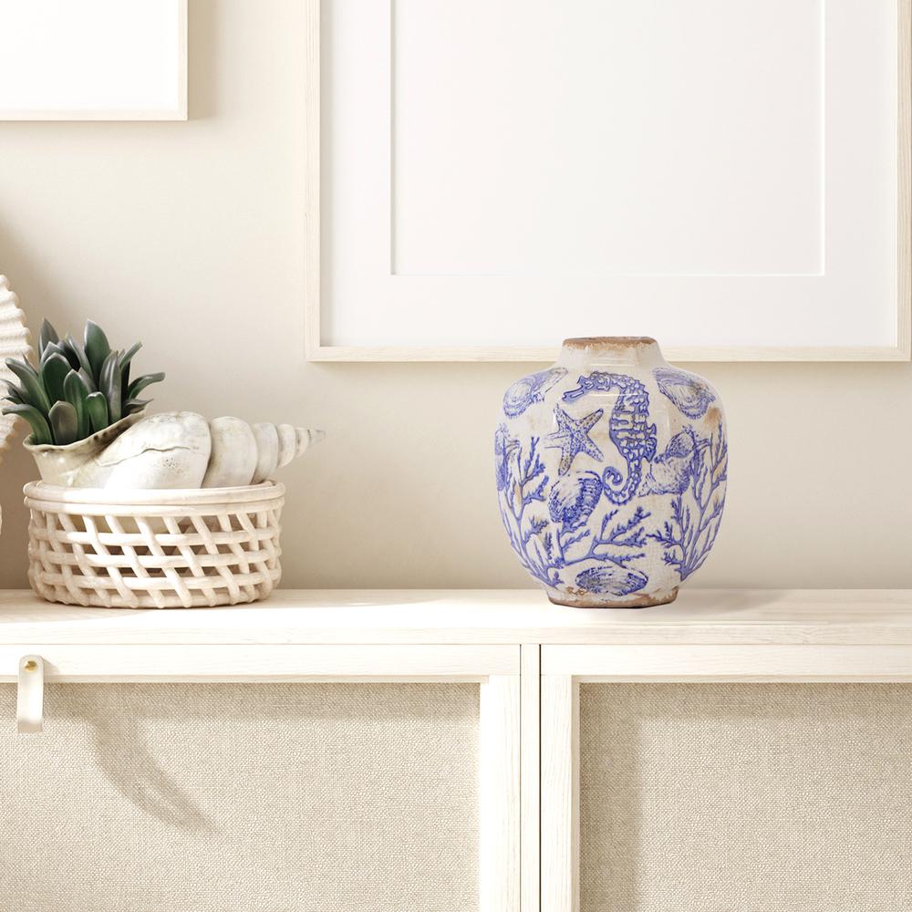 8.5in. Nautical Ceramic Decorative Vase. Picture 3