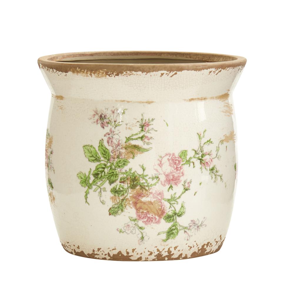 8in. Tuscan Ceramic Floral Print Planter. Picture 1