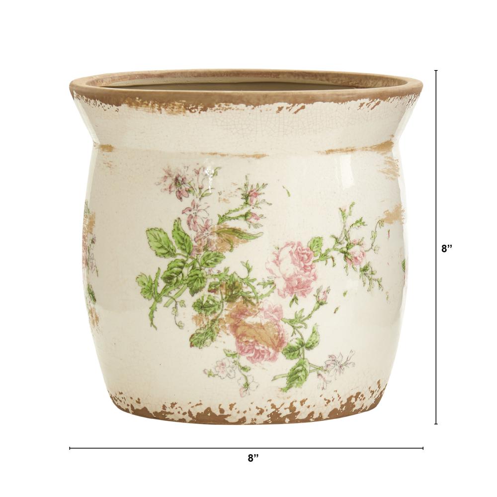 8in. Tuscan Ceramic Floral Print Planter. Picture 2