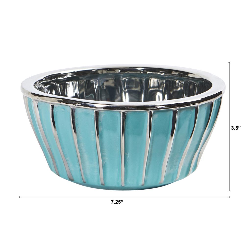 7.25in. Teal Vase with Silver Burnishing. Picture 2