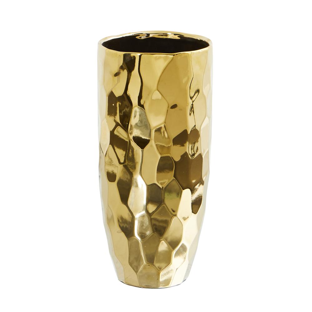 10in. Designer Gold Cylinder Vase. Picture 1