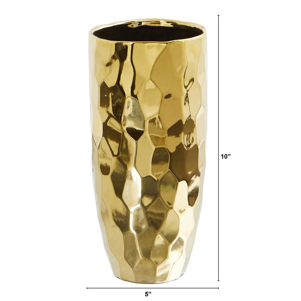 10in. Designer Gold Cylinder Vase. Picture 2
