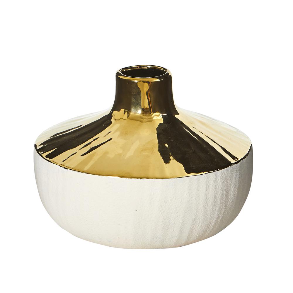 8in. Elegance Ceramic Decorative Vase with Gold Accents. Picture 1