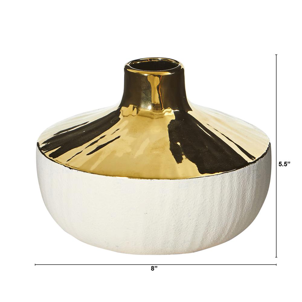 8in. Elegance Ceramic Decorative Vase with Gold Accents. Picture 2