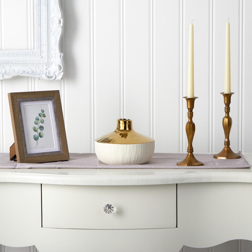 8in. Elegance Ceramic Decorative Vase with Gold Accents. Picture 3