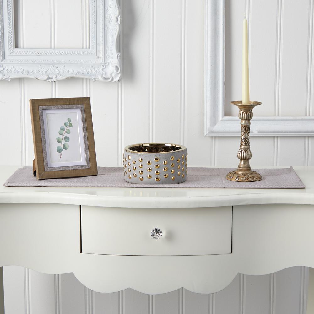 6.75in. Regal Stone Hobnail Planter with Gold Accents. Picture 3