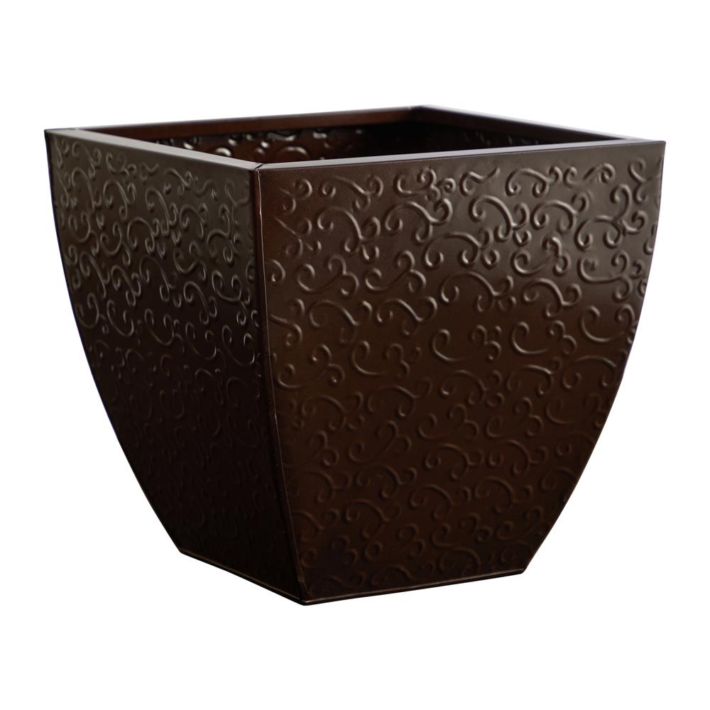 14in. Embossed Metal Scroll Planter. Picture 1