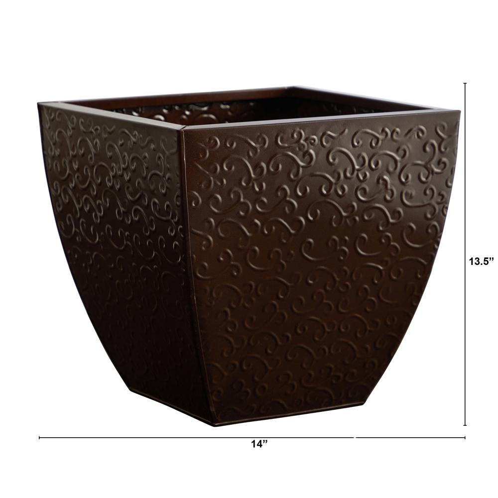 14in. Embossed Metal Scroll Planter. Picture 3