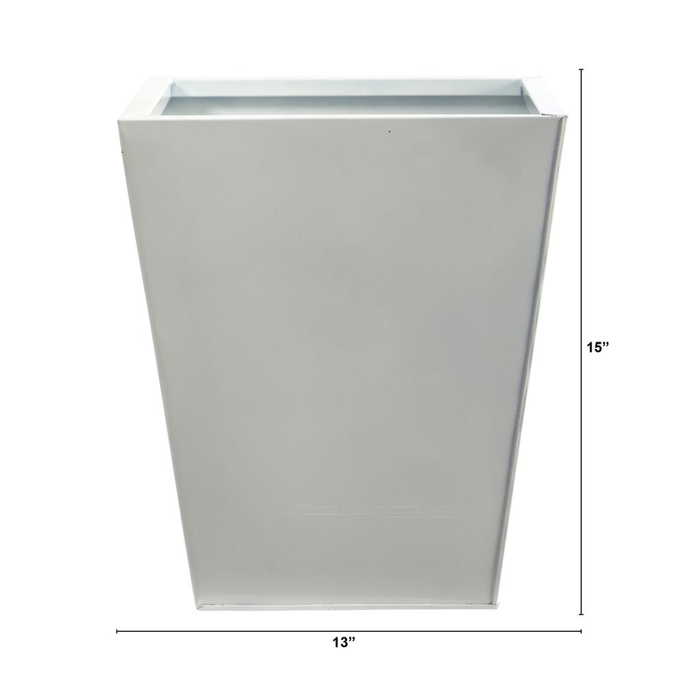 15in. Classic Square Metal Planter, White. Picture 2