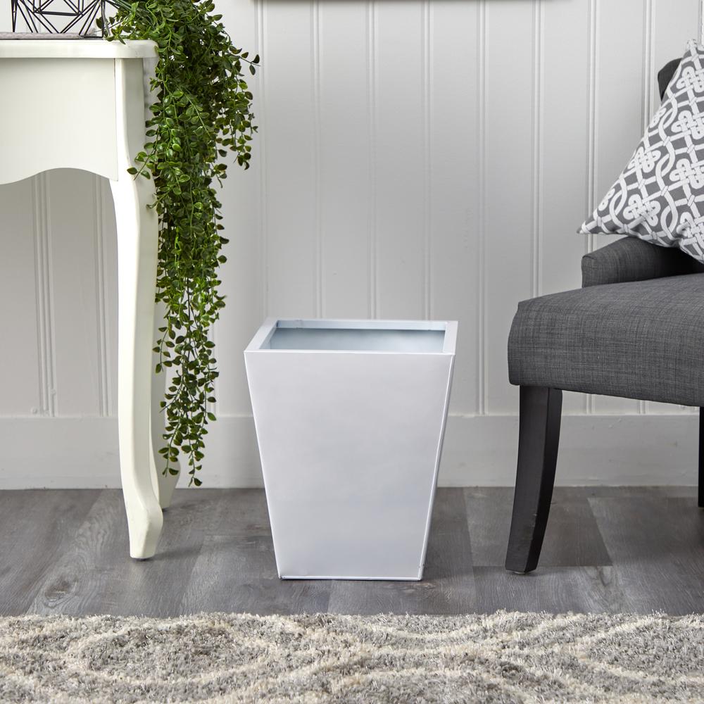 15in. Classic Square Metal Planter, White. Picture 3