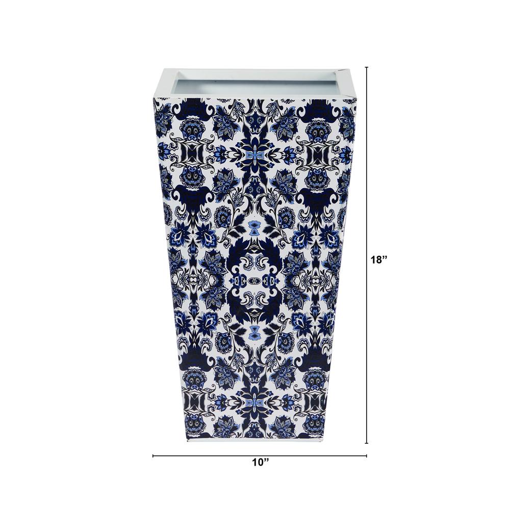 18in. Oriental Blue and White Classic Metal Planter. Picture 2