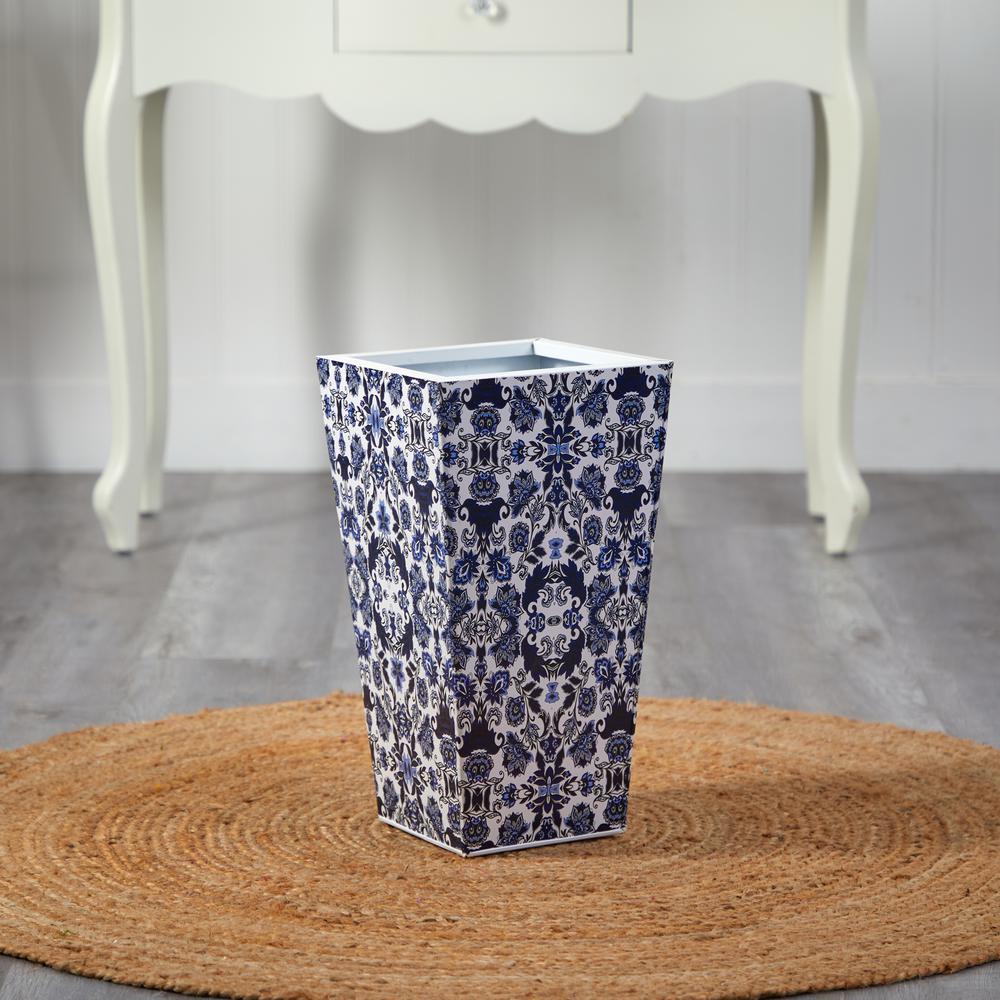 18in. Oriental Blue and White Classic Metal Planter. Picture 3