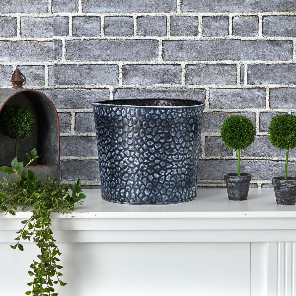 11.5in. Embossed Tin Bucket with Pebble Pattern. Picture 3