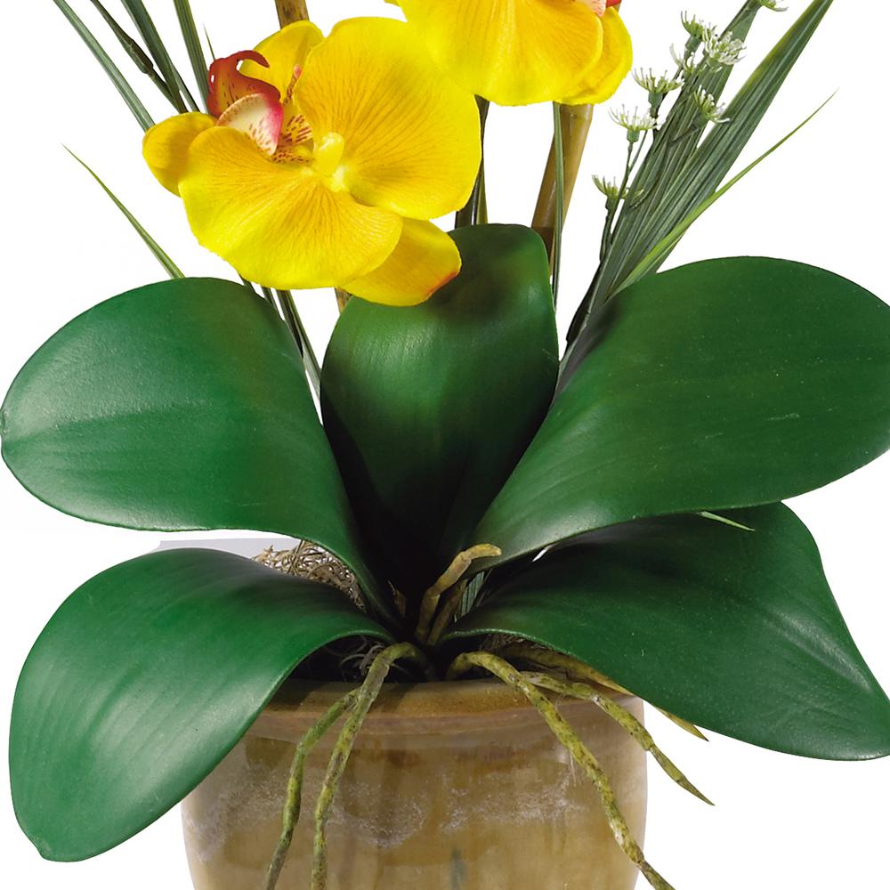 Phalaenopsis Silk Orchid Flower Arrangement - Yellow. Picture 1