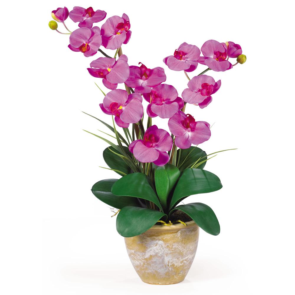 Double Phalaenopsis Silk Orchid Flower Arrangement - Pink. Picture 1