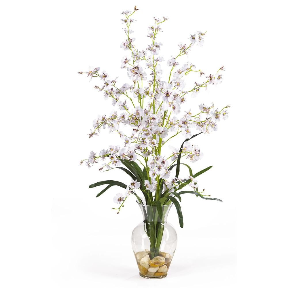 Dancing Lady Liquid Illusion Silk Flower Arrangement, White. Picture 1