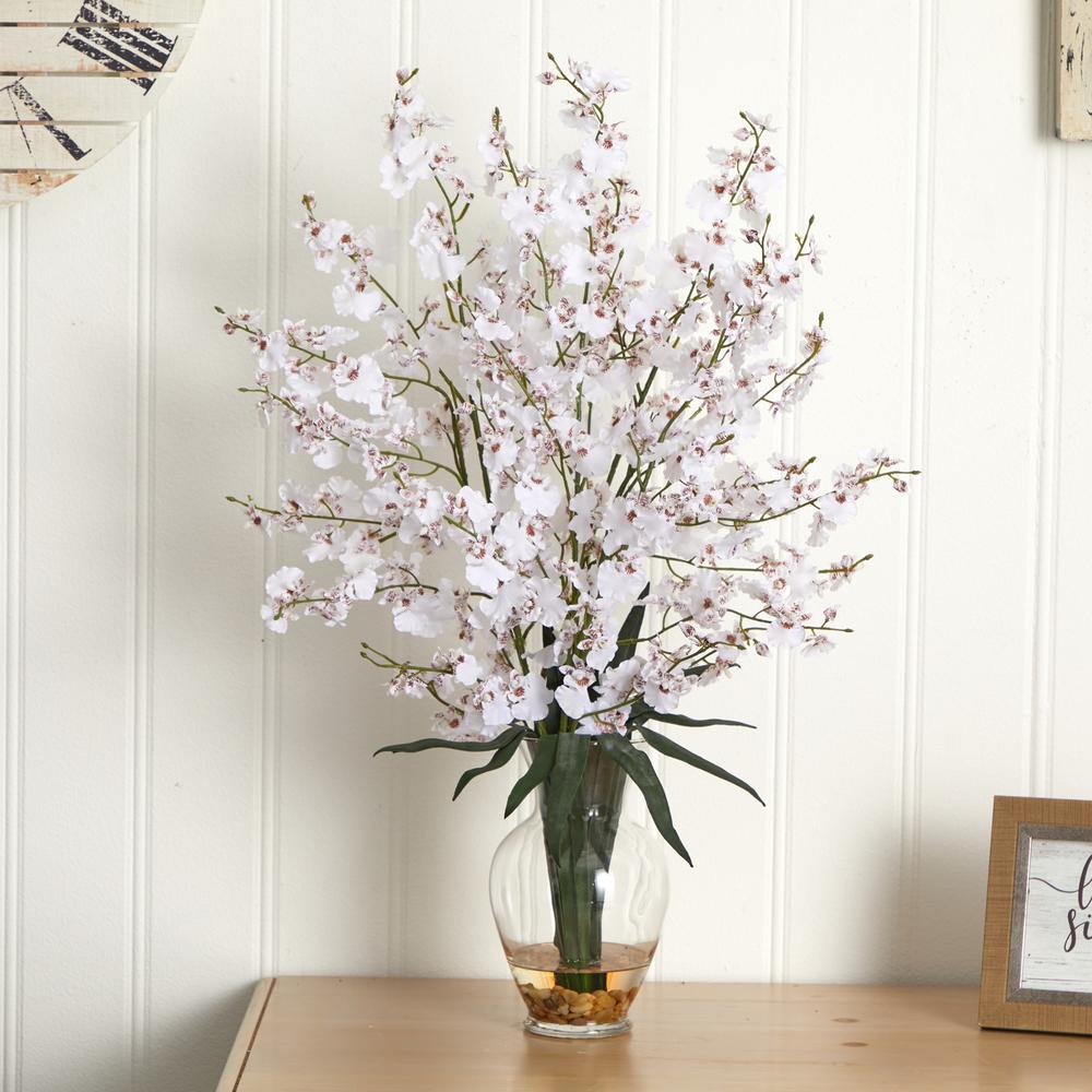 Dancing Lady Liquid Illusion Silk Flower Arrangement, White. Picture 2
