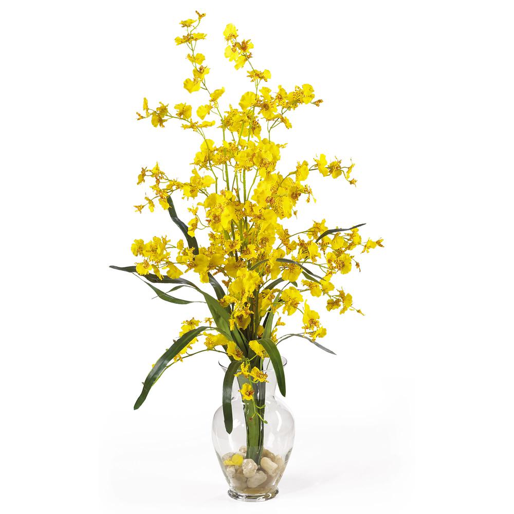 Dancing Lady Liquid Illusion Silk Flower Arrangement, Yellow. Picture 1