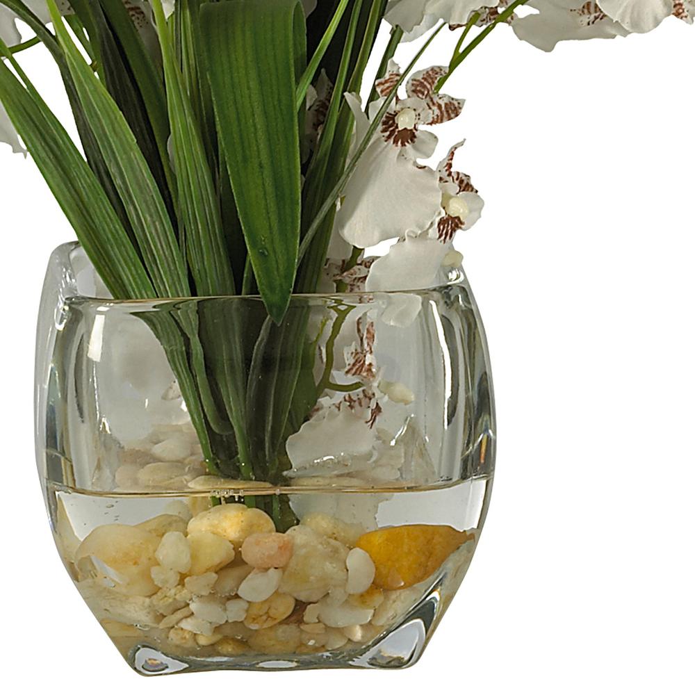 Dancing Lady Orchid Liquid Illusion Silk Flower Arrangement, White. Picture 3