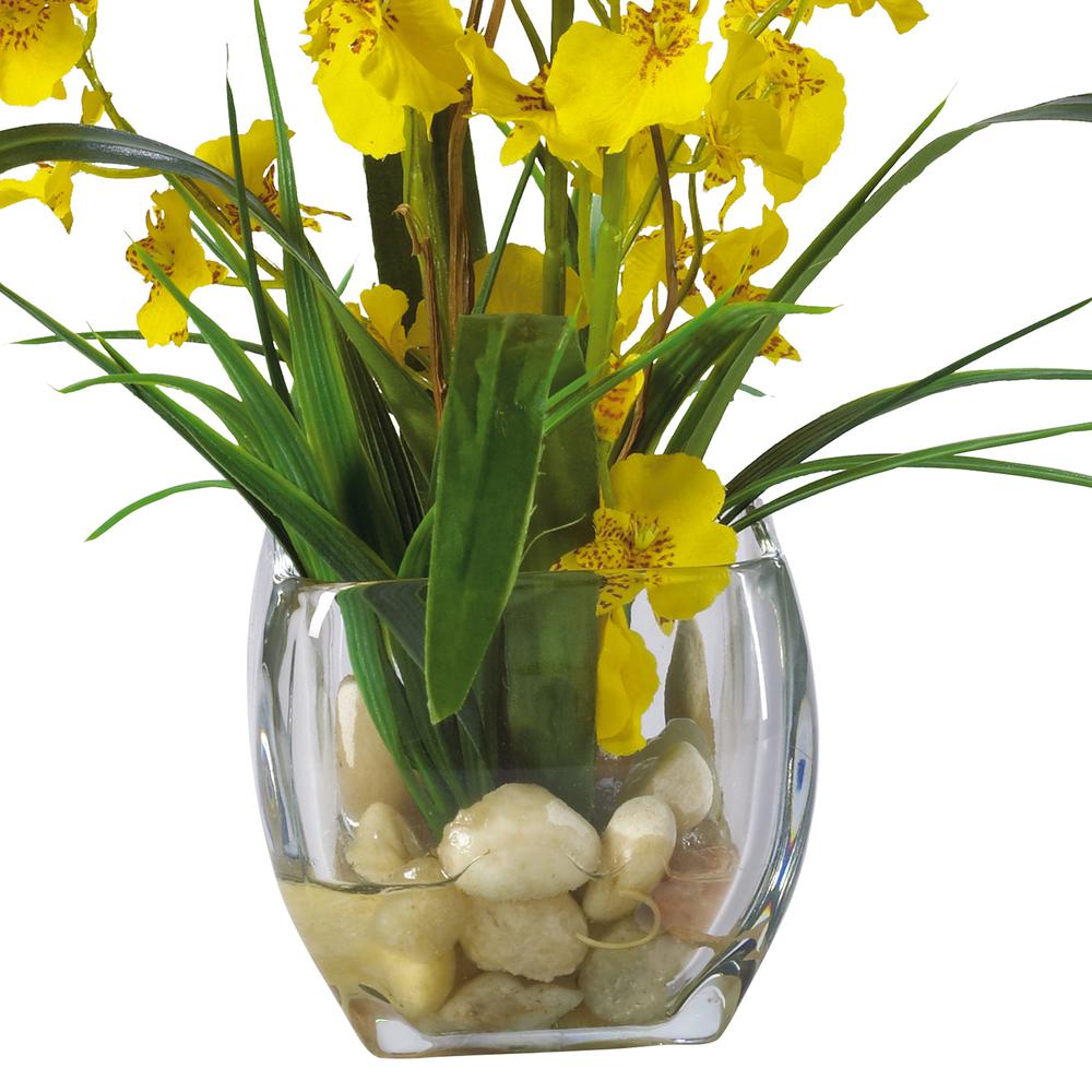 Dancing Lady Orchid Liquid Illusion Silk Flower Arrangement, Yellow. Picture 2
