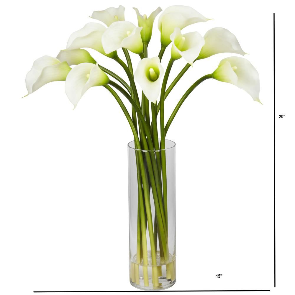 Mini Calla Lily Silk Flower Arrangement, Cream. Picture 2