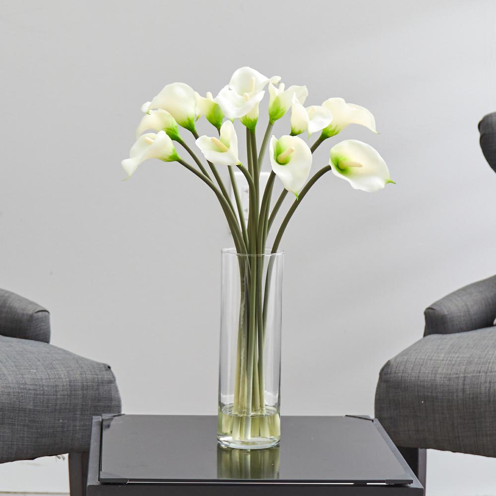 Mini Calla Lily Silk Flower Arrangement, Cream. Picture 5