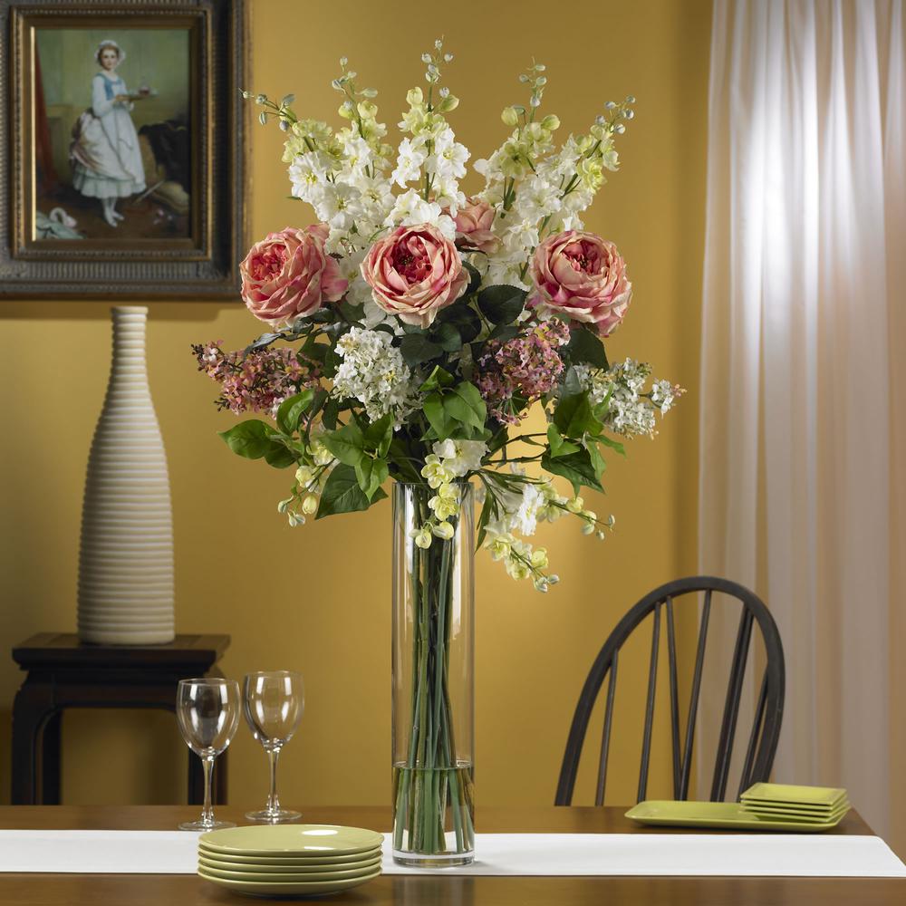 Rose, Delphinium and Lilac Silk Flower Arrangement, Pink. Picture 2