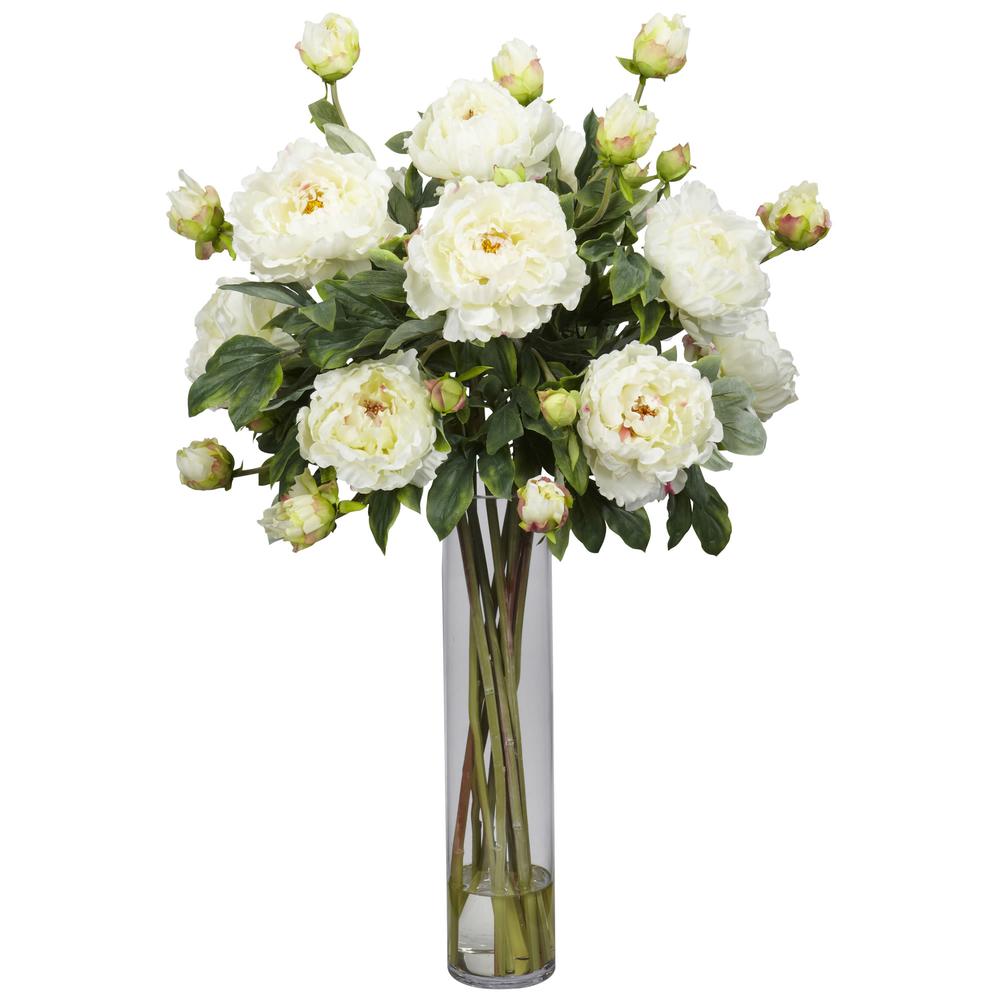 Peony with Cylinder Silk Flower Arrangement. Picture 1