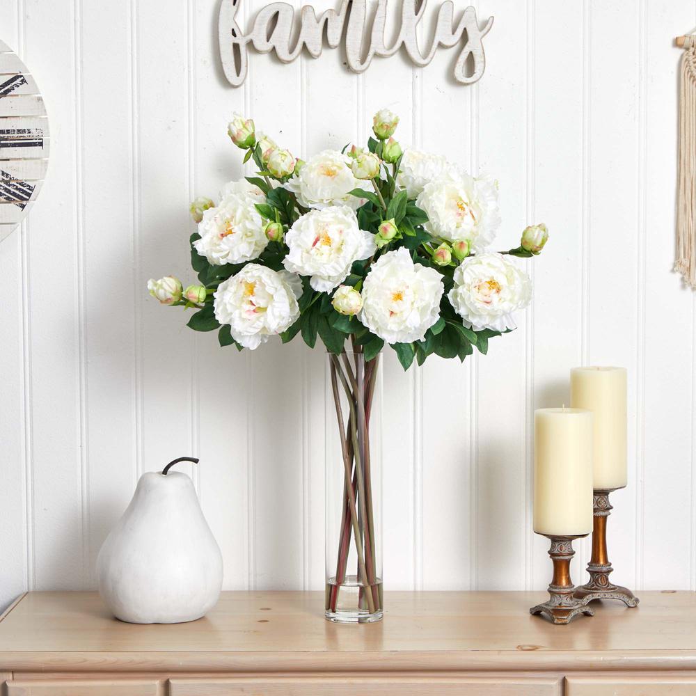 Peony with Cylinder Silk Flower Arrangement. Picture 2