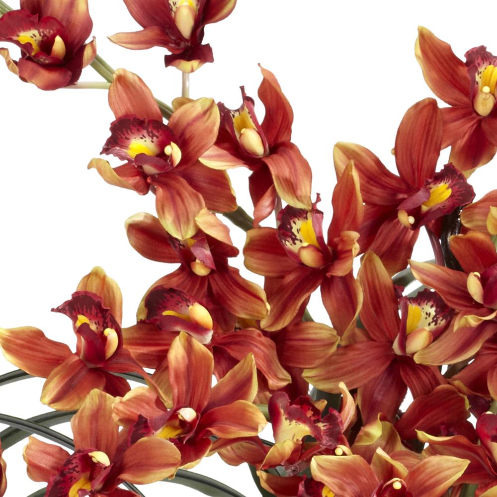 Cymbidium with Decorative Vase Silk Arrangement, Burgundy. Picture 5