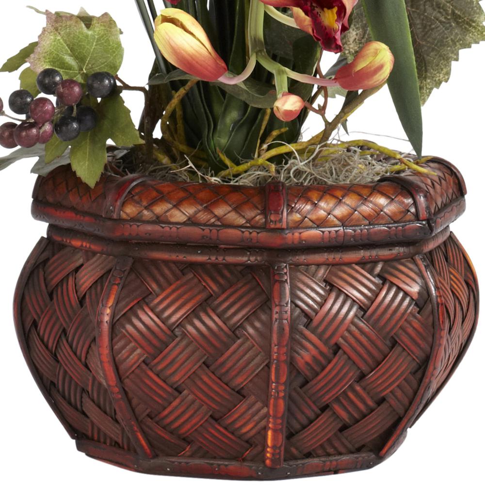 Cymbidium with Decorative Vase Silk Arrangement, Burgundy. Picture 4