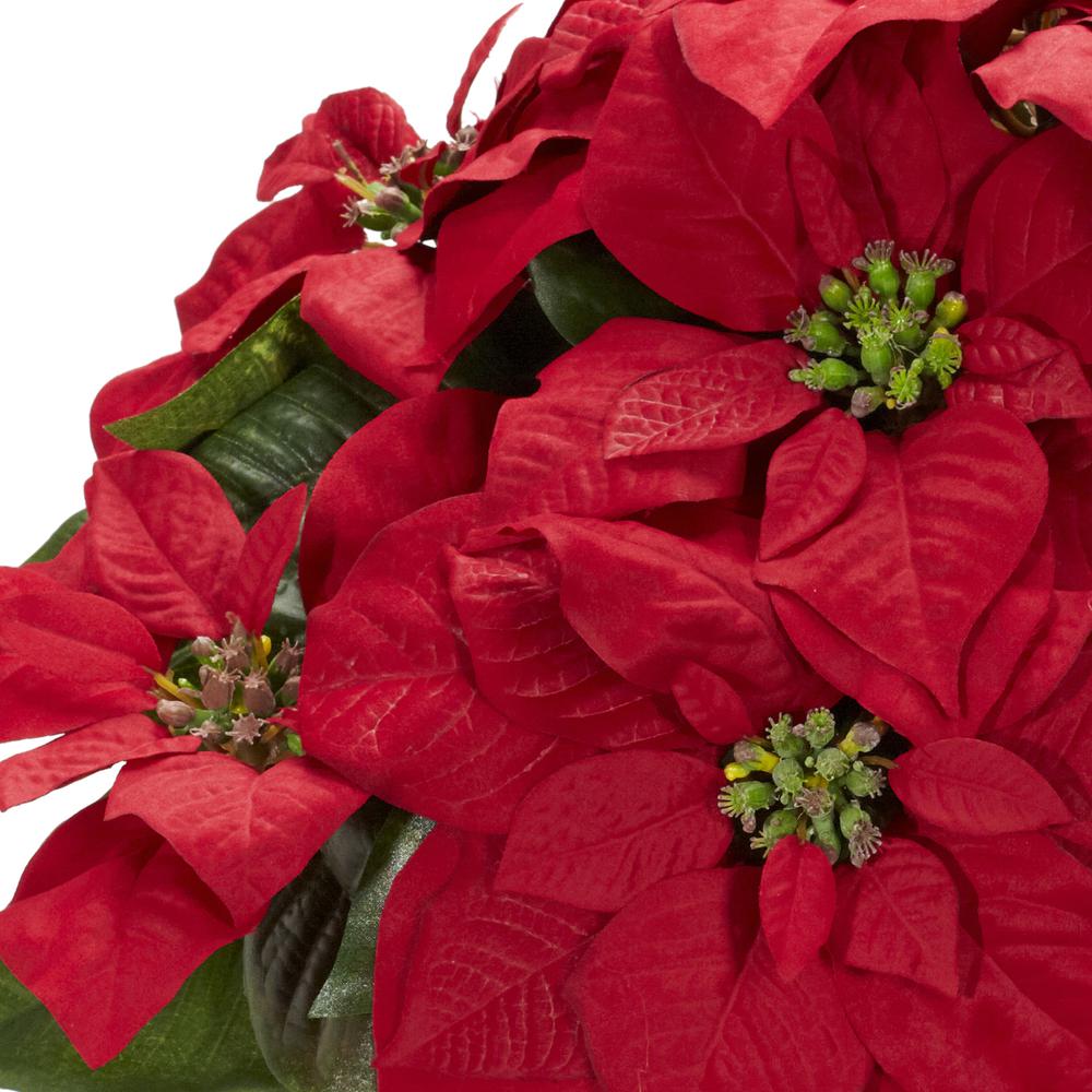 Poinsettia with Decorative Vase Silk Arrangement. Picture 1