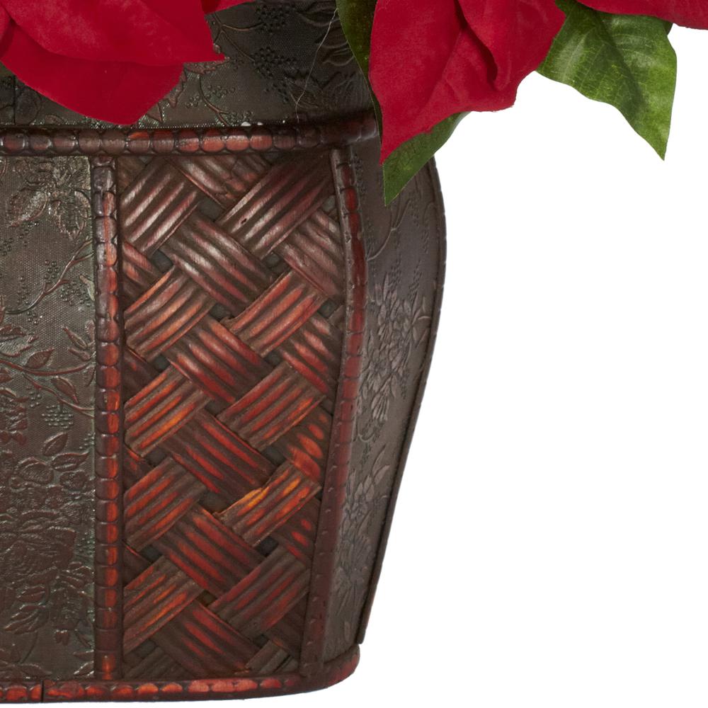 Poinsettia with Decorative Vase Silk Arrangement. Picture 2