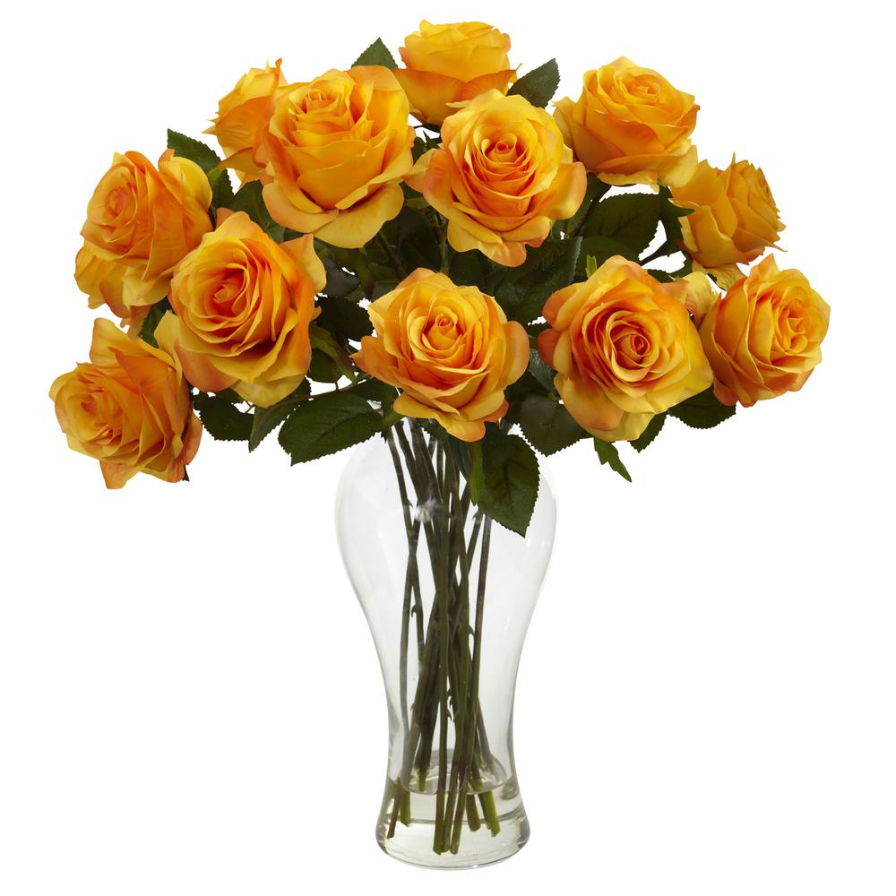 Blooming Roses with Vase - Orange. Picture 1