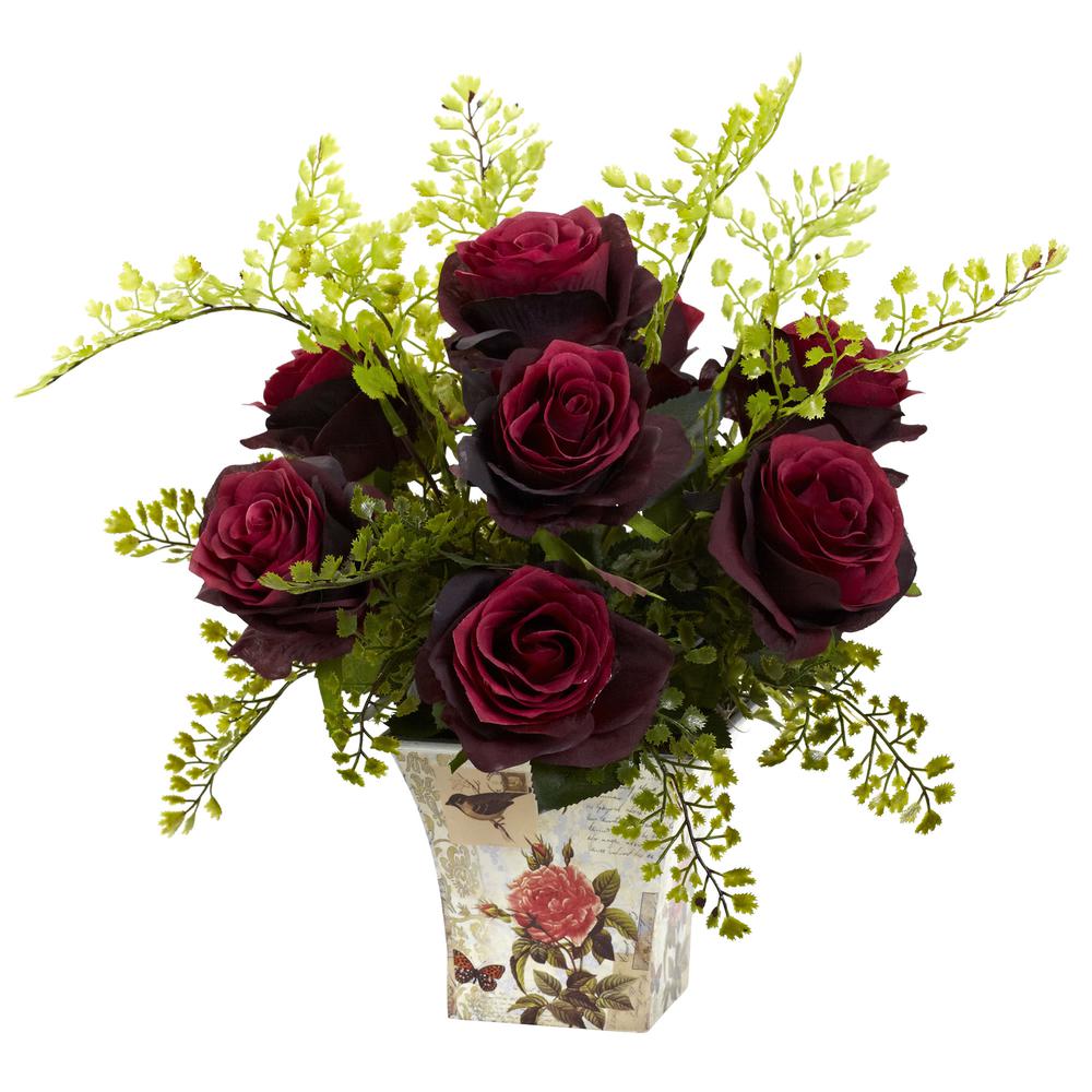 Rose & Maiden Hair with Floral Planter. Picture 1